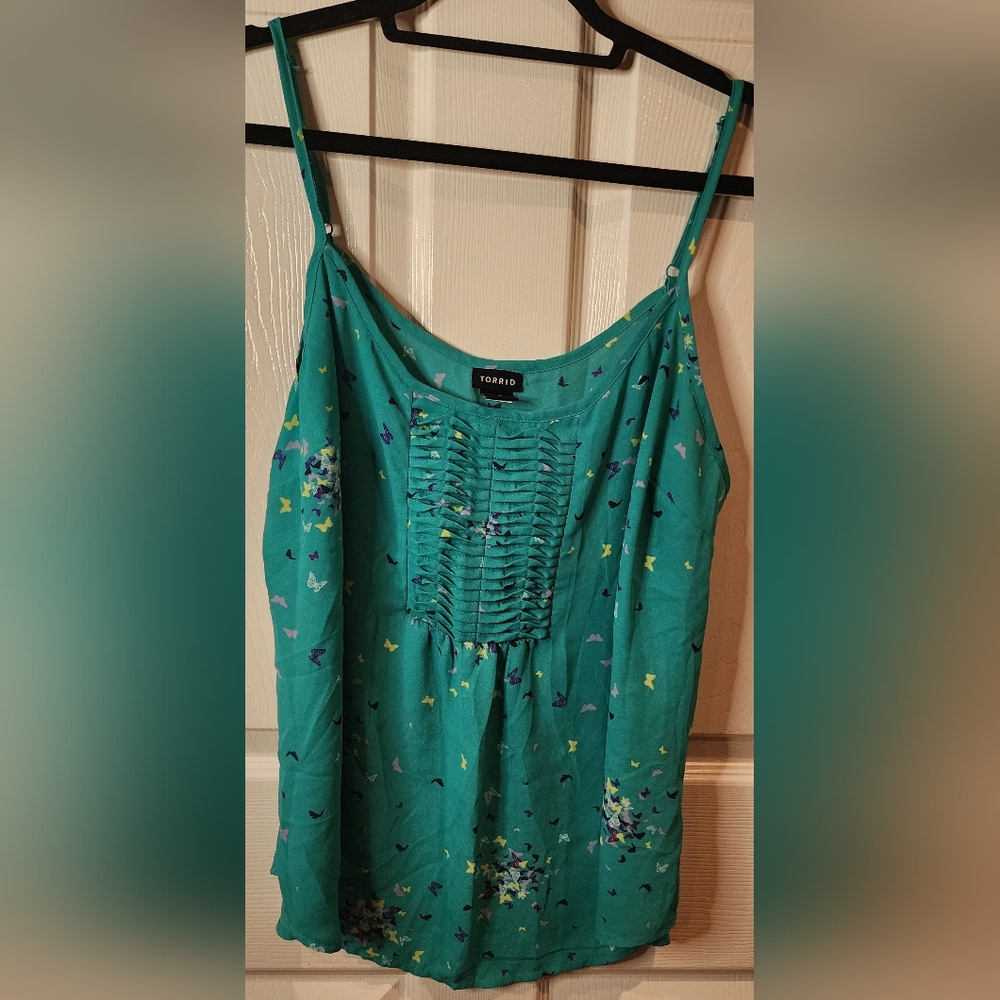 Torrid Teal Butterfly Print Top Size 0